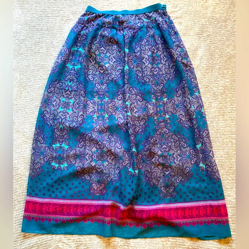 American‎ Eagle Paisley Boho Maxi Skirt Teal Purple Y2K Festival Size 6